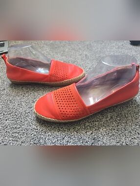 Clarks Artisan Reeney Helen Orange Leather Slip On Espadrille Flats Loafer 8M